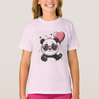 Sweet Panda Holding a Heart Balloon T-Shirt