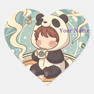 Sweet Panda Love Heart Sticker