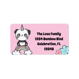 Sweet Panda Unicorn Girly Floral Label