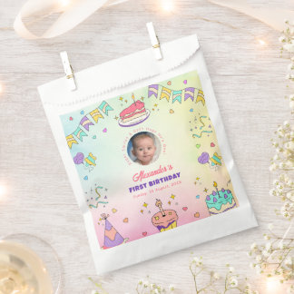 Sweet Pastel Baby Boy 1st Birthday Photo Favor Bag