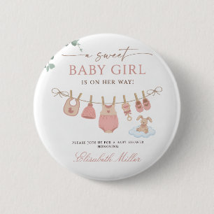 Sweet Pastel Baby Girl Shower Invitation 6 Cm Round Badge