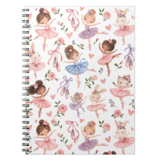 Sweet Pastel Ballerina & Floral Garden Pattern Notebook