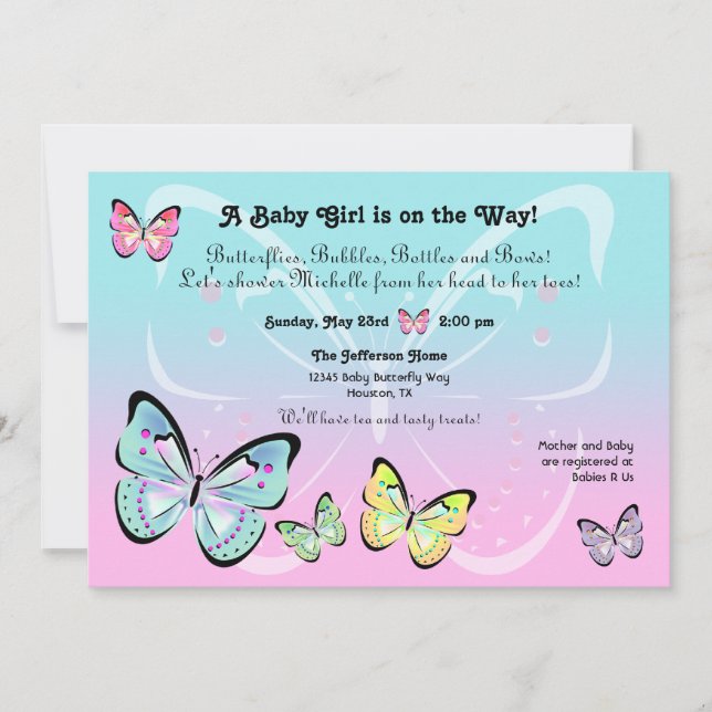 Sweet Pastel Butterfly Invitation (Front)
