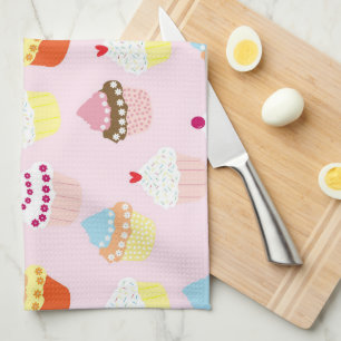 Sweet Pastel Cupcake topping Pattern Party Decor Tea Towel