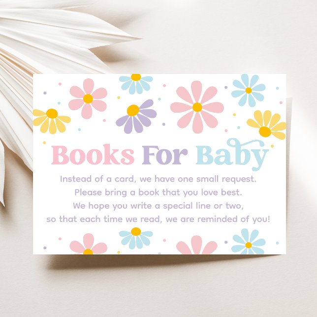 Sweet Pastel Daisy Baby Shower Book Request Enclosure Card (Creator Uploaded)