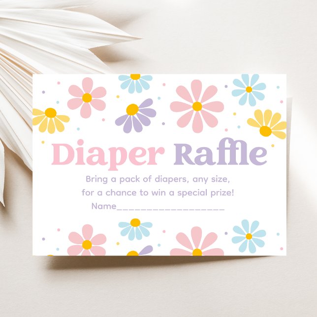 Sweet Pastel Daisy Baby Shower Diaper Raffle Enclosure Card (Creator Uploaded)