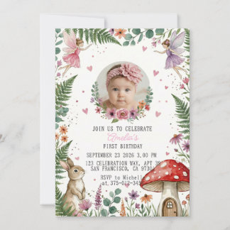 Sweet Pastel Fairy Woodland Birthday Invitation
