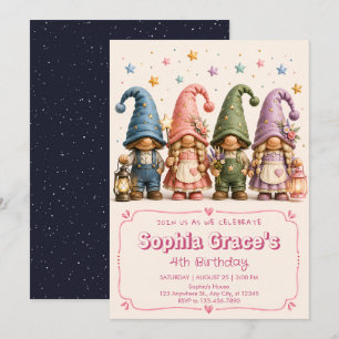 Sweet Pastel Gnome Birthday Party Invitation