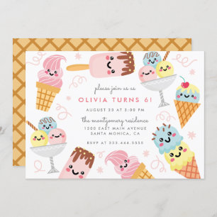 Sweet Pastel Ice-cream Kid's Birthday Party Invitation
