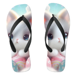 Sweet Pastel Kawaii Kitten Easter Eggs Jandals