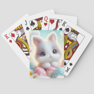 Sweet Pastel Kawaii Kitten Easter Eggs Playing Cards