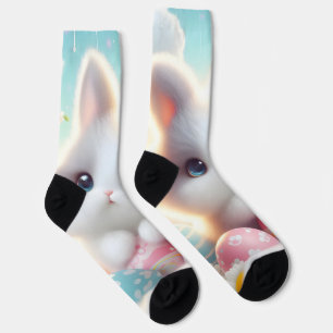 Sweet Pastel Kawaii Kitten Easter Eggs Socks