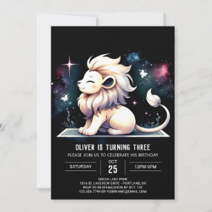 Sweet Pastel Lion Birthday Invitation
