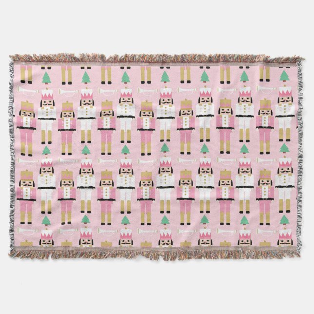 Sweet Pastel Nutcracker Christmas Throw Blanket (Front)