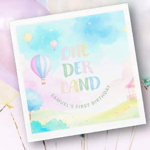 Sweet pastel onederland watercolor 1st Birthday Napkin