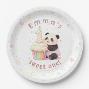 Sweet Pastel Panda Baby 1st Birthday Paper Plates
