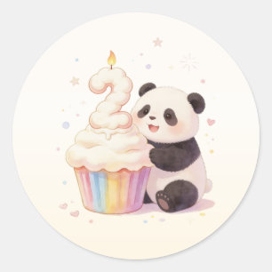 Sweet Pastel Panda Baby 2nd Birthday Classic Round Sticker