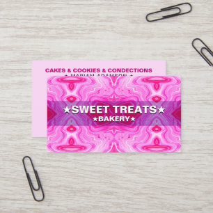 Sweet Pastel Pink Colour   Elegant Cake Bakery Business Card