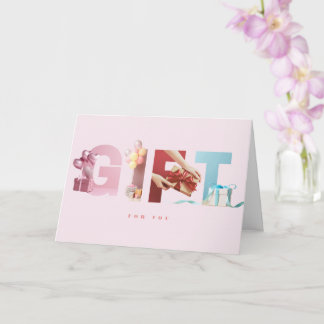 Sweet Pastel Pink GIFT Birthday Photo Typography Card