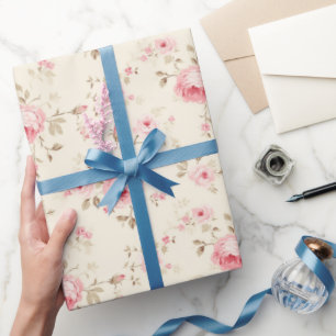 Sweet Pastel Pink Roses Wrapping Paper