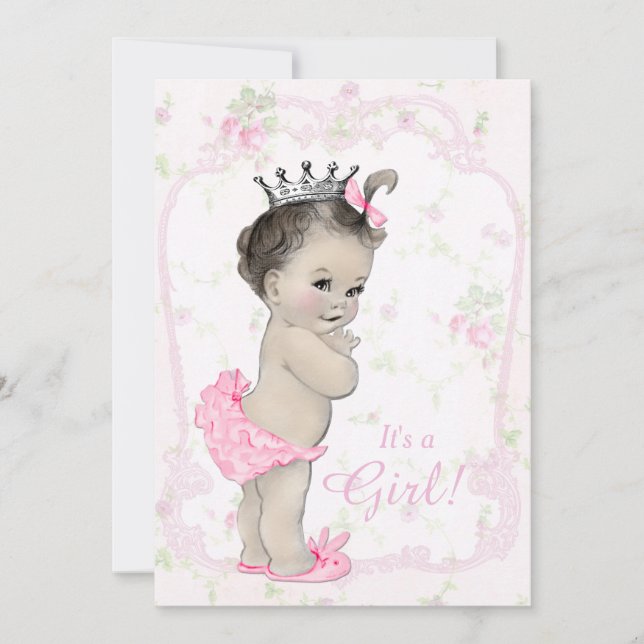Sweet Pastel Pink Shab Chic Baby Shower Invitation (Front)