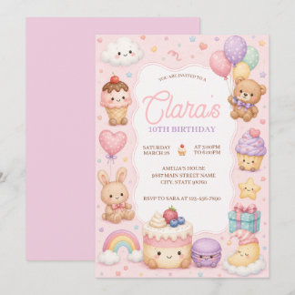 Sweet Pastel Treats Watercolor Birthday Invitation