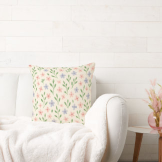 Sweet Pastel Wildflower Lumbar Accent Pillow