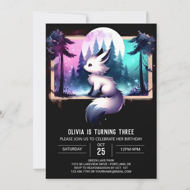 Sweet Pastel Wolf Birthday Invitation (Front)