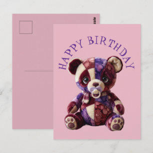 Sweet patchwork snuggle Bear Postcard