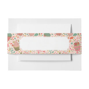 Sweet pattern invitation belly band