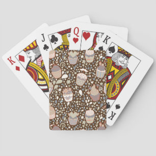 Sweet pattern made of tasty cupcakes playing cards