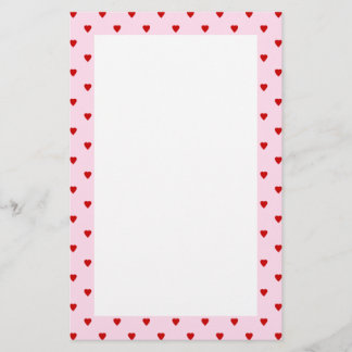 Sweet pattern of red hearts on pink. stationery