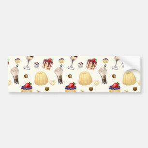 Sweet pattern with various desserts. bumper sticker
