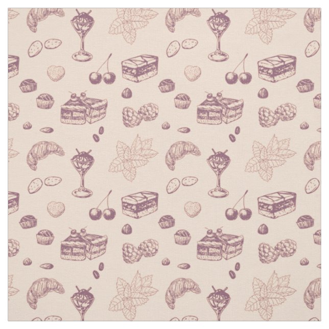 Sweet pattern with various desserts. fabric (Swatch)