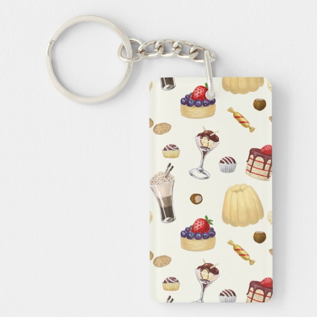 Sweet pattern with various desserts. key ring (Front)