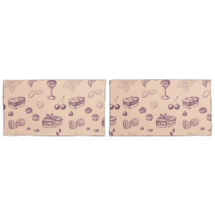 Sweet pattern with various desserts. pillowcase