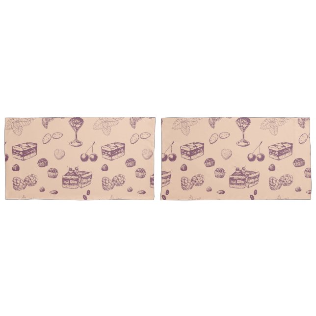 Sweet pattern with various desserts. pillowcase (Front-Set)