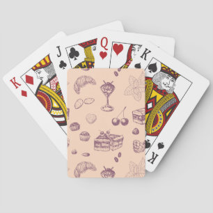 Sweet pattern with various desserts. playing cards