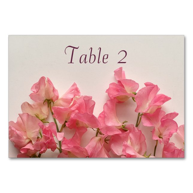 Sweet pea arrangement table number (Front)