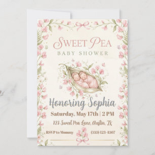 sweet pea baby girl shower invitation