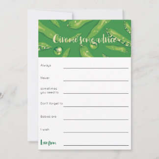 Sweet pea baby shower advice game invitation