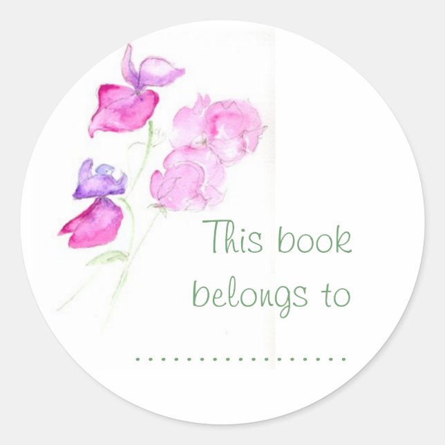 Sweet Pea Bookplate Classic Round Sticker (Front)
