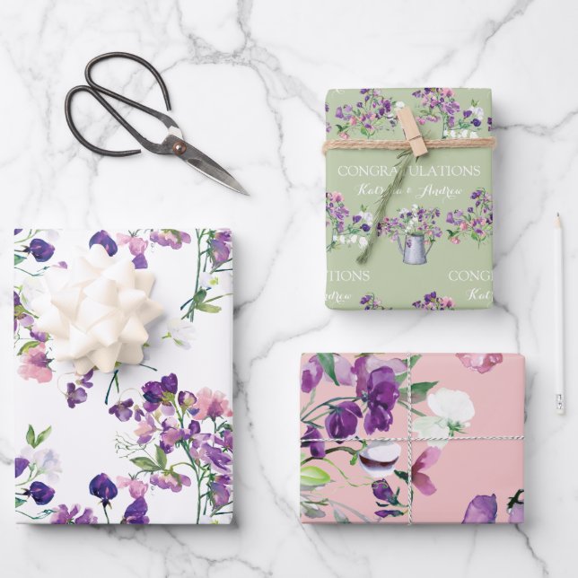 Sweet Pea Congratulations Wrapping Paper Sheets (Front)