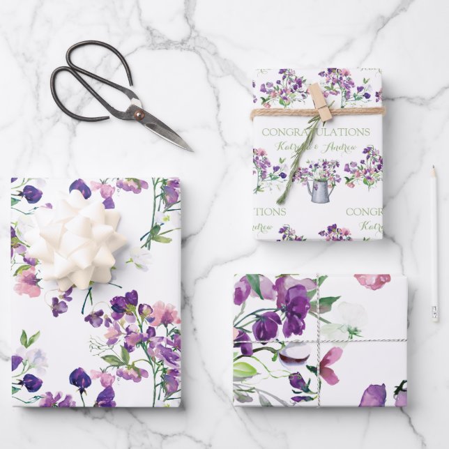 Sweet Pea Congratulations Wrapping Paper Sheets (Front)