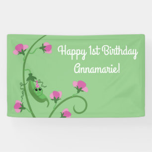Sweet Pea Cute 1st Birthday Party Banner