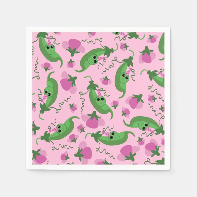 Sweet Pea Cute 1st Birthday Party Napkin (Front)