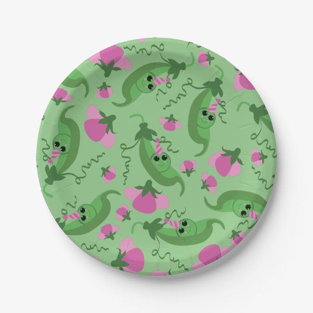 Sweet Pea Cute 1st Birthday Party Paper Plate (Front)