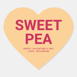Sweet pea cute fun Valentine's Day conversation Heart Sticker