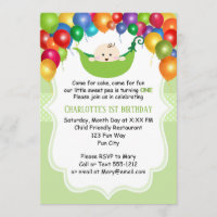 Sweet Pea First Birthday invitation