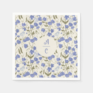 Sweet Pea Floral Blue and Cream Napkin